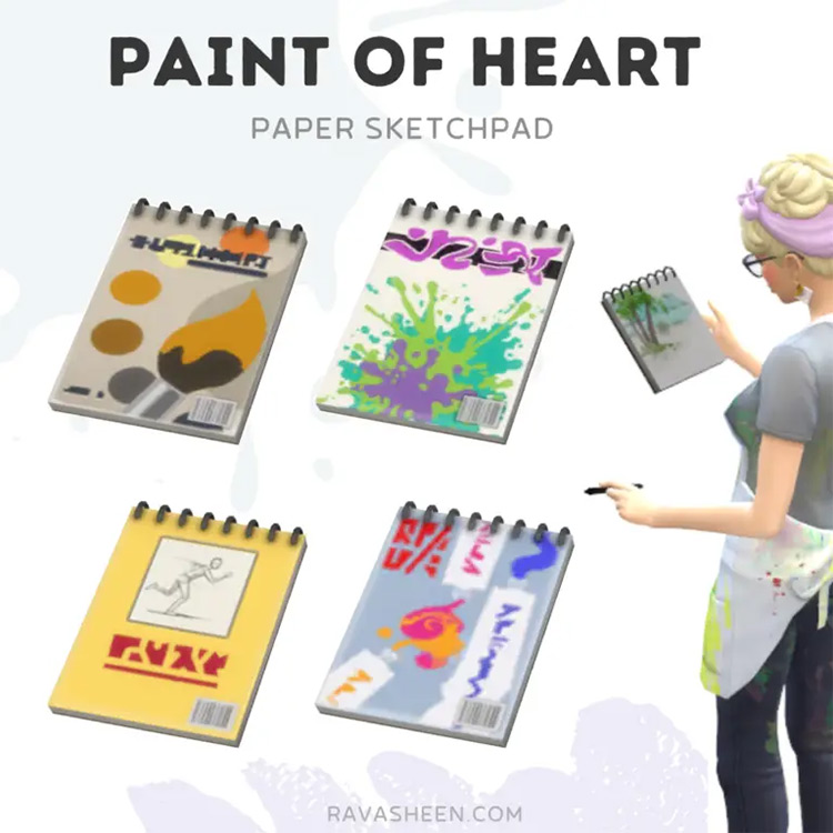 Paint of Heart Paper Sketchpad / Sims 4 CC