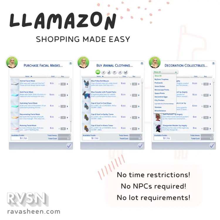 Llamazon Marketplace / Sims 4 CC