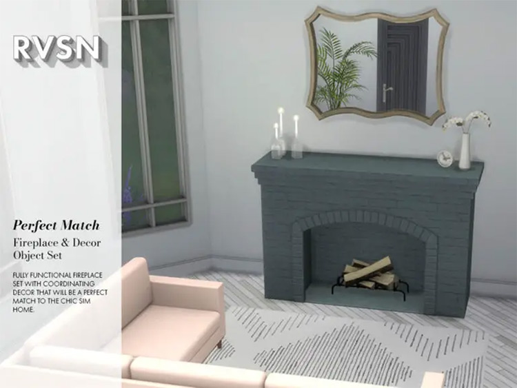 Perfect Match Fireplace & Decor Set / Sims 4 CC