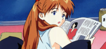 Asuka from Evangelion reading a magazine