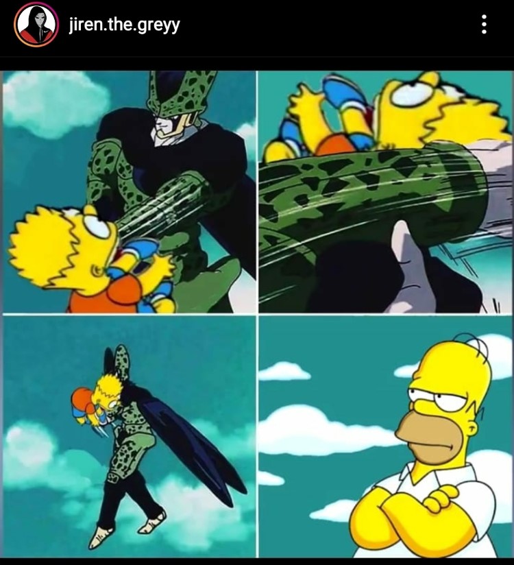 Bart Simpson fighting Cell meme