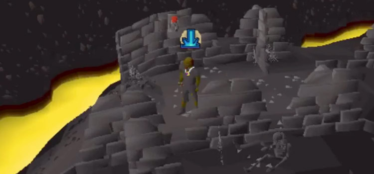 Dark dungeon interior in Old School RuneScape