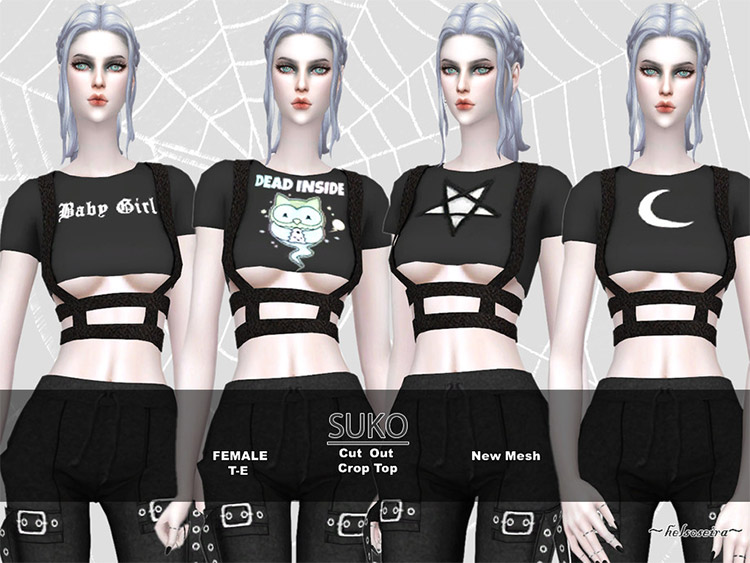 Cut-out cutoff top CC for The Sims 4