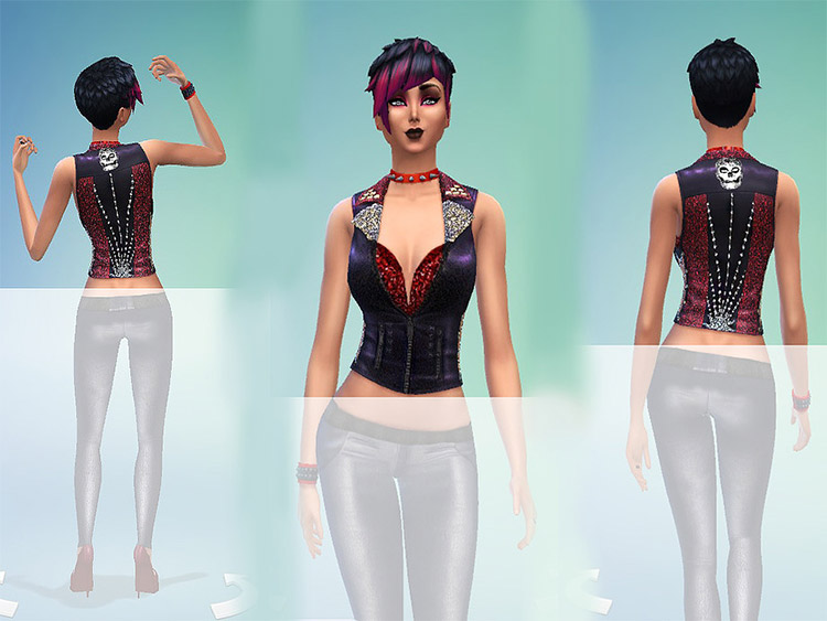 Bad girl rockstar vest CC for The Sims 4