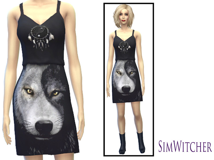 Goth Wolf Dress CC for TS4