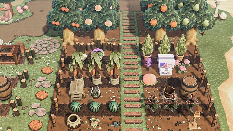 Custom garden with fruit & veggies in ACNH