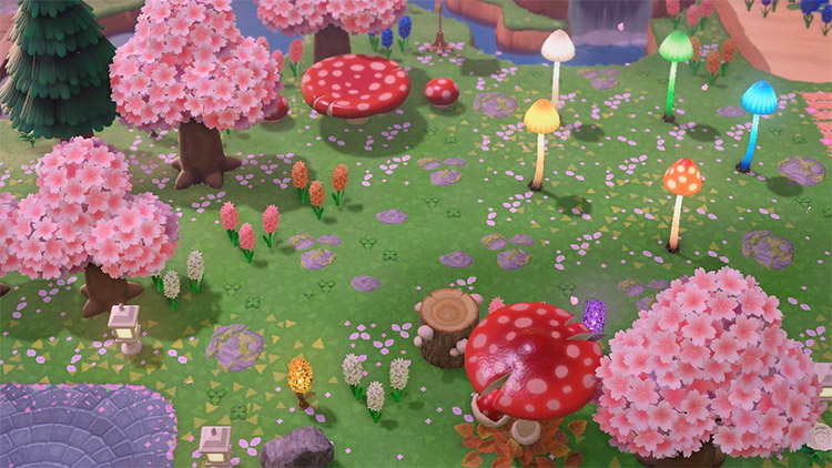 Magical enchanted mushroom garden in ACNH