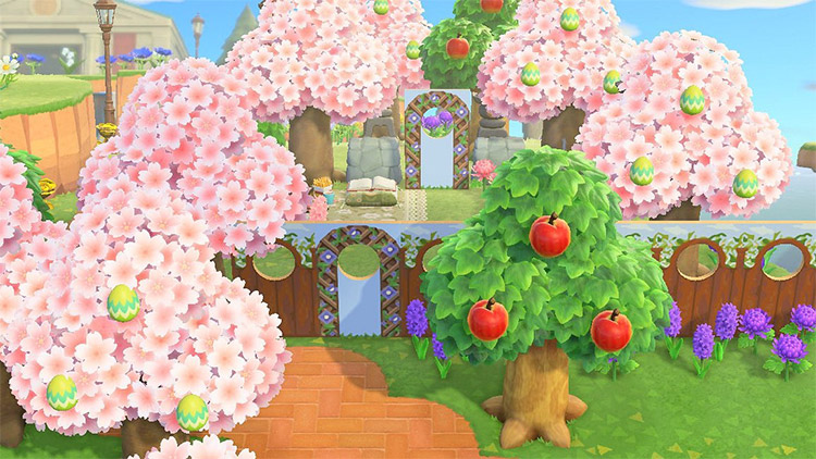 Custom garden with standees in ACNH