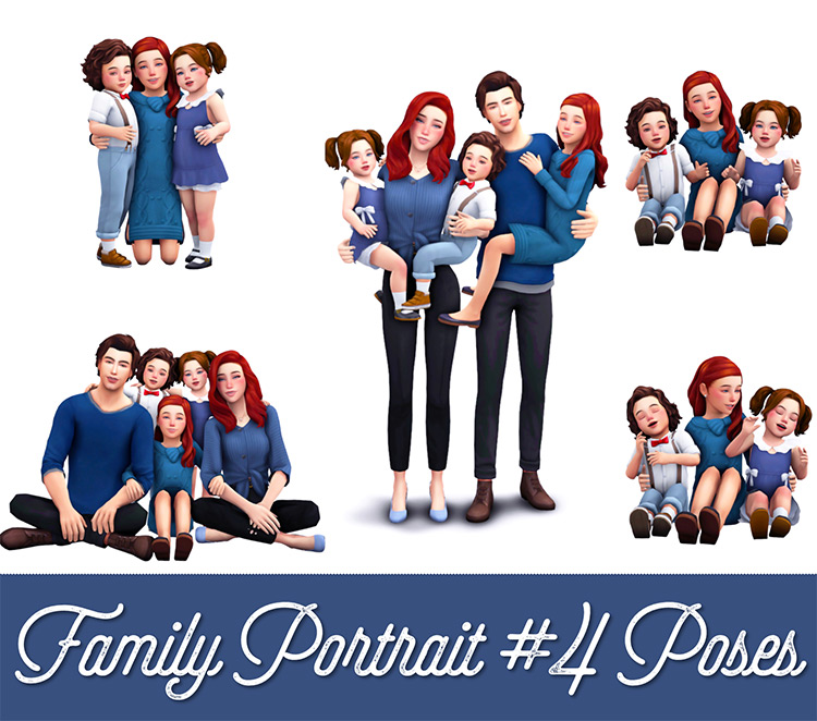 09 family portrait 4 poses by atashi77 cc sims4