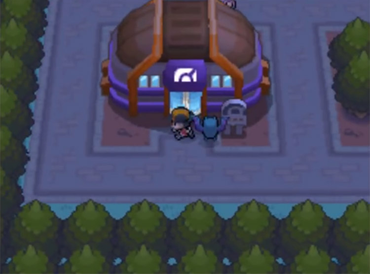 Outside Morty's Gym in Pokemon HGSS