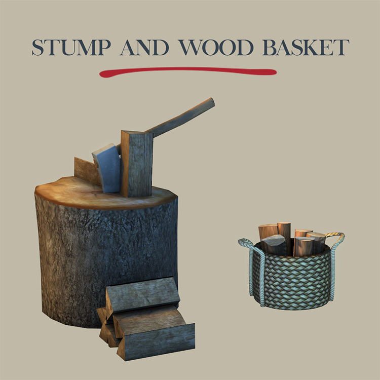 Stump and Wood Basket / TS4 CC