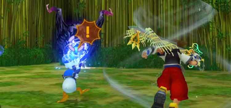 Sora commanding Donald in Deep Jungle