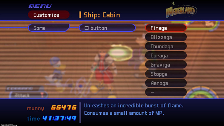 Description screen for Firaga in KH1.5 HD / KH1.5