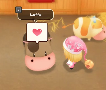 A coffee cow reacts with a heart when the farmer pets it / SoS: FoMT