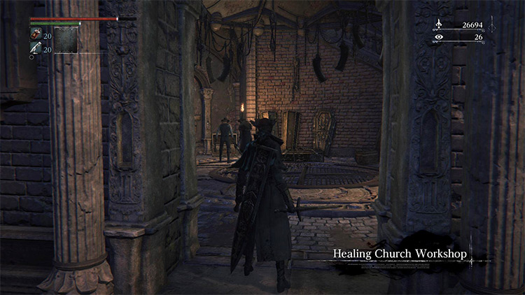 The entrance to the Healing Church Workshop tower / Bloodborne