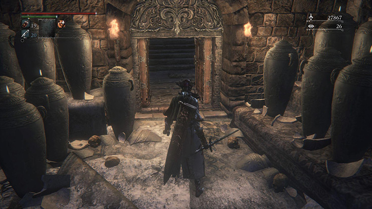 The door at the top of the tower that requires the Upper Cathedral Ward Key to unlock / Bloodborne