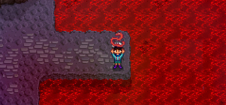 Holding a Lava Eel in Stardew