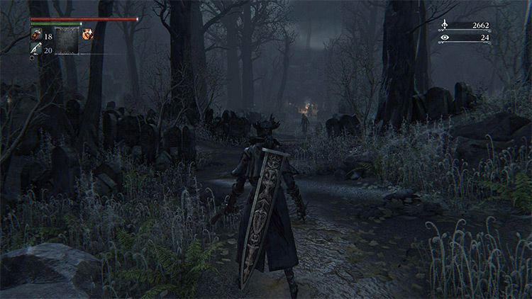 The large cemetery in which the 9 Riflemen hide / Bloodborne