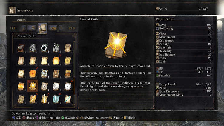 Sacred Oath’s item description / Dark Souls 3
