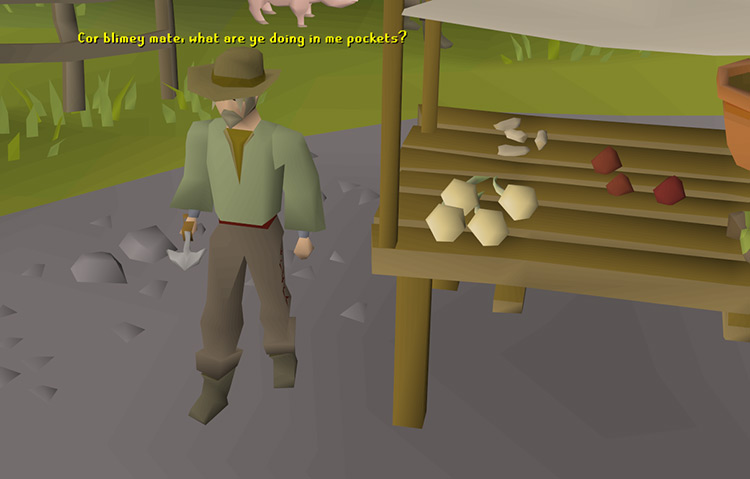 A master farmer catching a player pickpocketing from him / OSRS