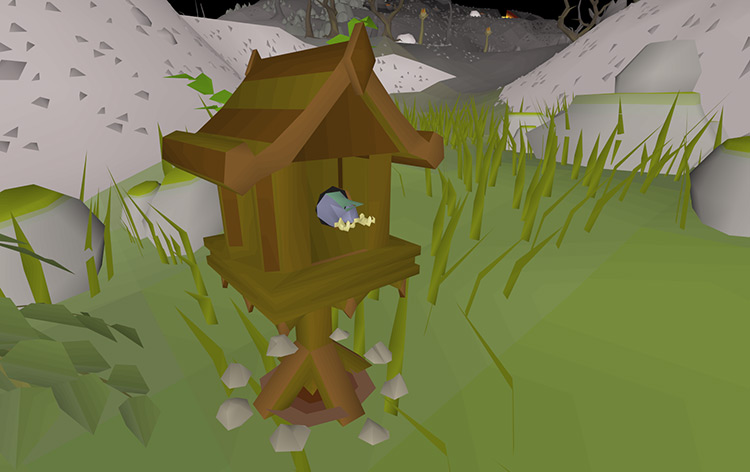 A full yew bird house, ready for emptying / OSRS