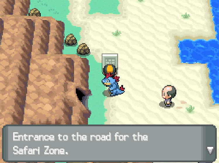 At the entrance of the Cliff Edge Cave in Cianwood City / Pokemon HGSS