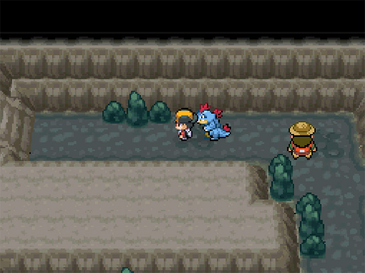 Take the top path and head up the stairs / Pokemon HGSS