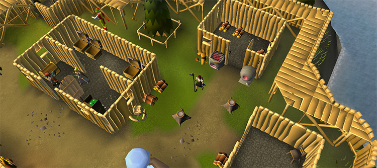 Aerial view of the Neitiznot bank, furnace, and oven / OSRS