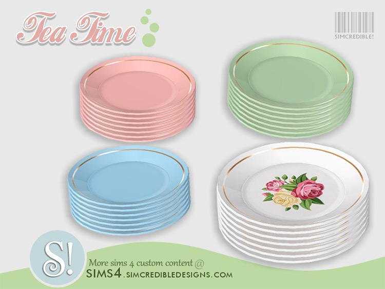 Tea Time Plates Stack / Sims 4 CC