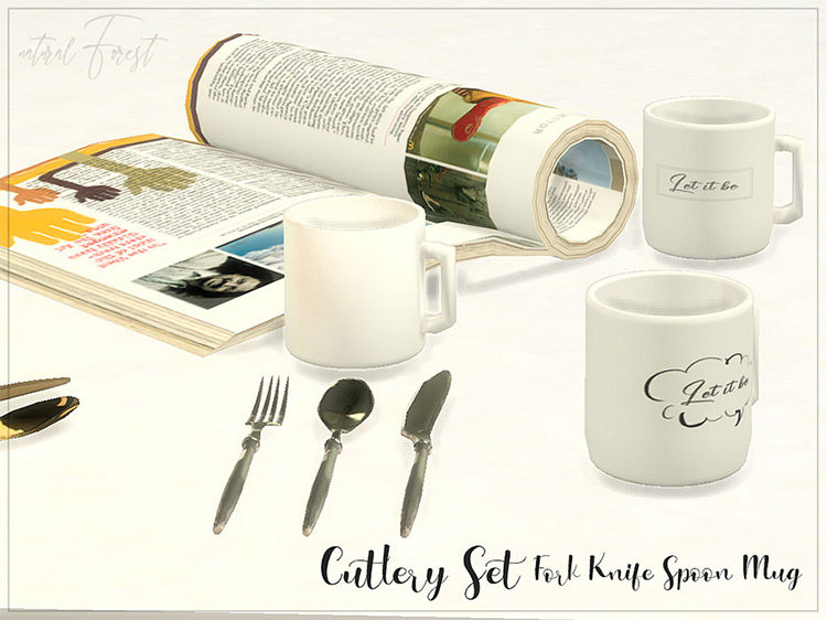 Cutlery Set and Mug / Sims 4 CC