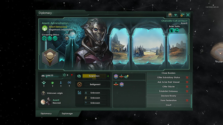 Conducting diplomacy with a foreign empire / Stellaris