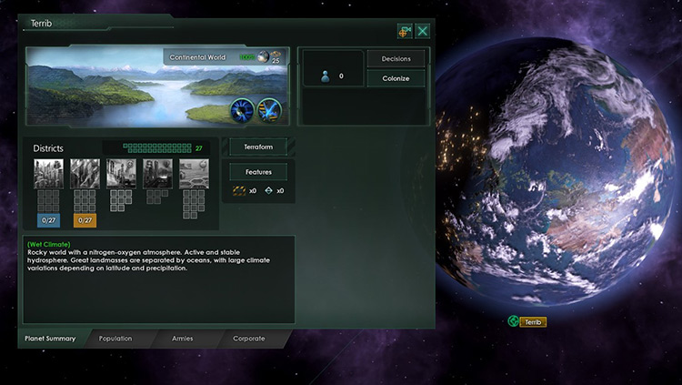 Planet Overview of a Habitable Planet / Stellaris