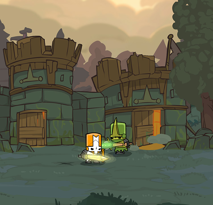 The Orange Knight equipped with the Gold Sword Castle Crashers
