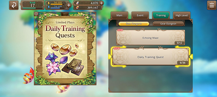 Item Dungeon (Daily Training Quests) / Echoes of Mana
