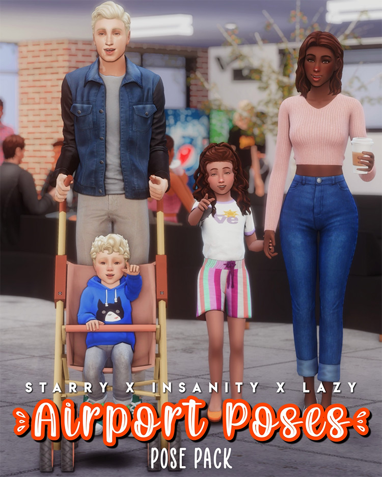 Starry x Insanity x Lazy - Airport / Sims 4 Pose Pack