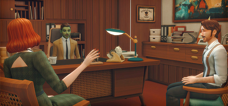 Mid-century office furniture set (TS4 CC)