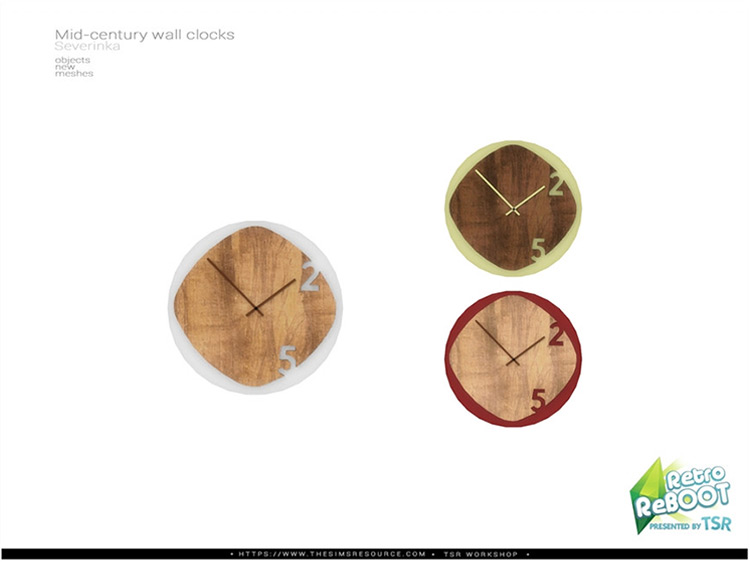 [Mid-Century] Wall Clock v08 / Sims 4 CC