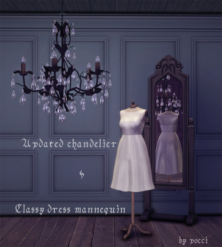 Updated Chandelier + Classy Dress Mannequin / Sims 4 CC