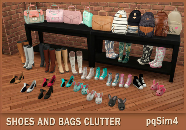 Shoes and Bags Clutter by PQSIM4 for Sims 4