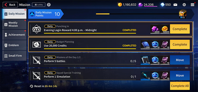 Daily Missions / Counter:Side