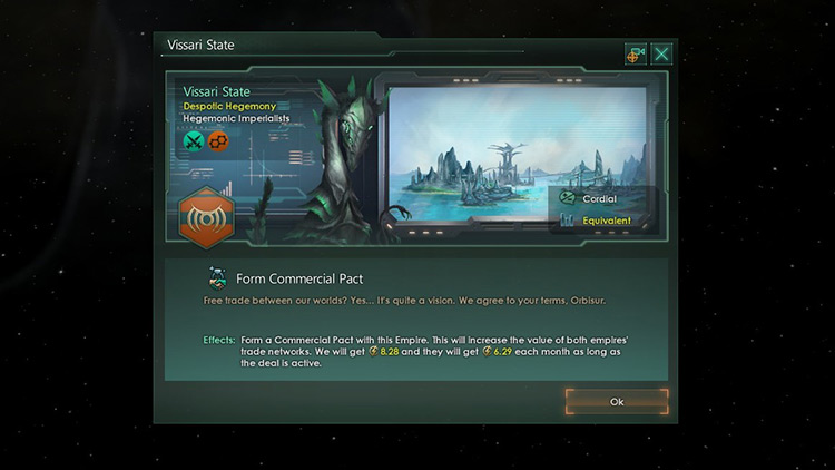 Forming a Commercial Pact with another Empire / Stellaris