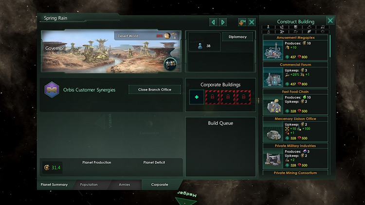 Corporate Buildings let you customize what bonuses you can get from your Branch Office / Stellaris