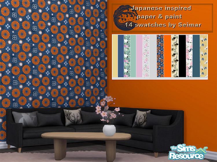 Japanese Inspired Wallpaper & Paint / Sims 4 CC