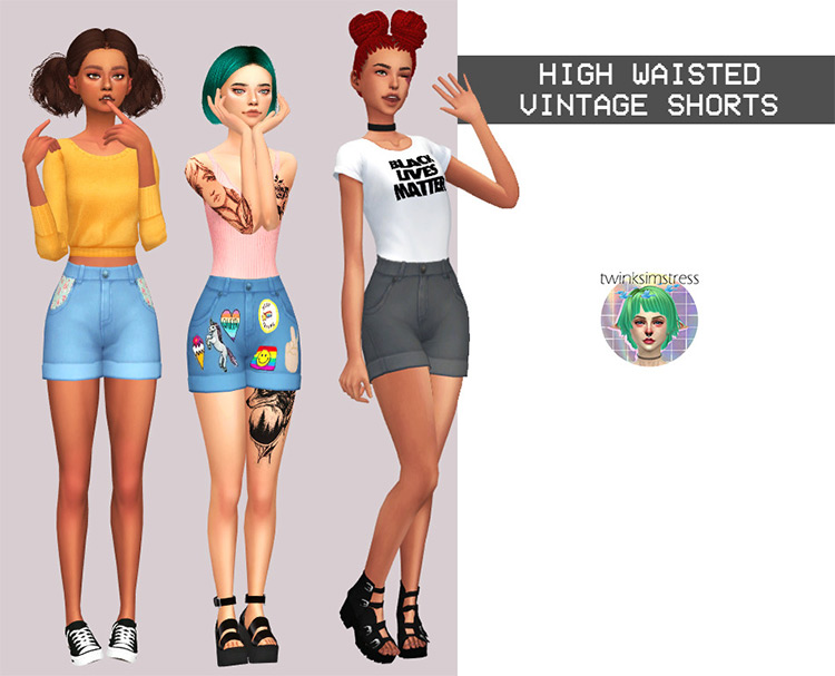 High Waisted Vintage Shorts / Sims 4 CC