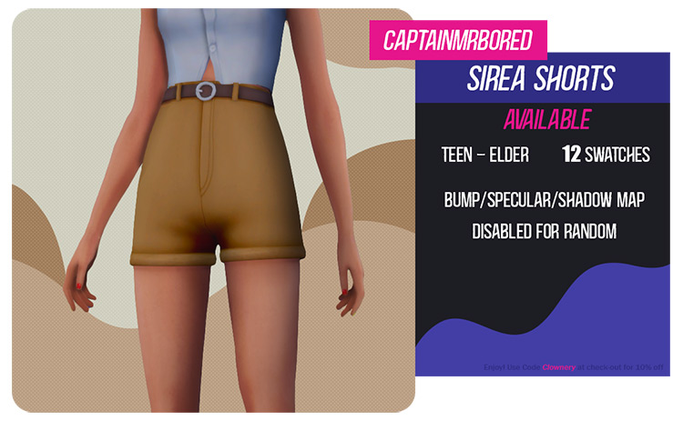Sirea Shorts / Sims 4 CC