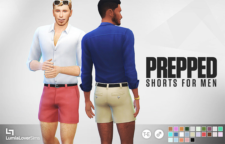 Prepped Shorts For Men / Sims 4 CC