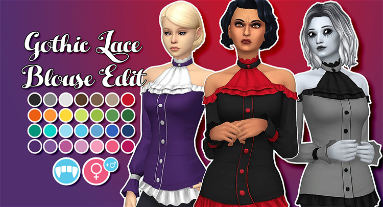 Gothic Lace Blouse Edit / Sims 4 CC
