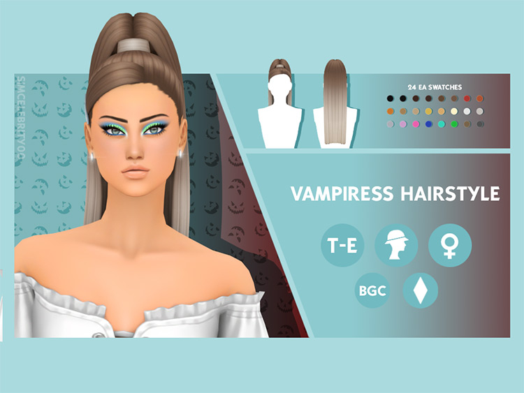 Vampiress Set (Ariana Grande Ponytail Hair) / Sims 4 CC