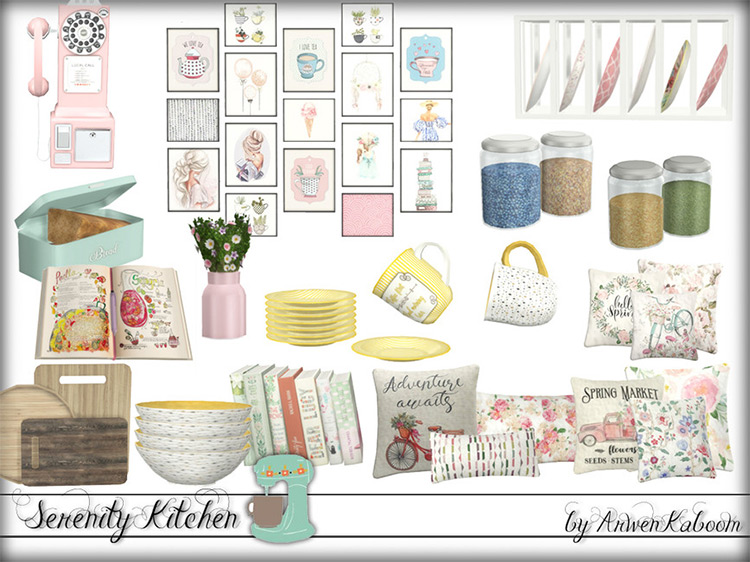 Serenity Kitchen Decorations by ArwenKaboom for Sims 4