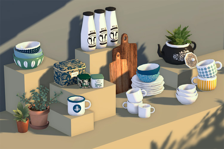 Vintage Crockery by leaf-motif for Sims 4